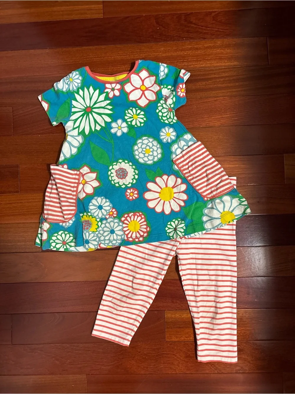 Mini Boden size 5 6 Floral Tunic and Striped Leggings Set matching set bg8